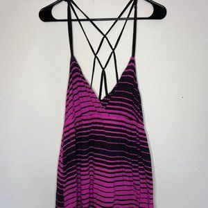 Walmart Beach Cover Dress Reversible Cotton Black Pink Size L